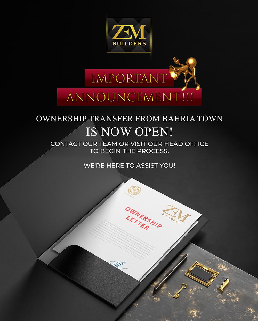 Archived ZEM Builders ownership transfer notice